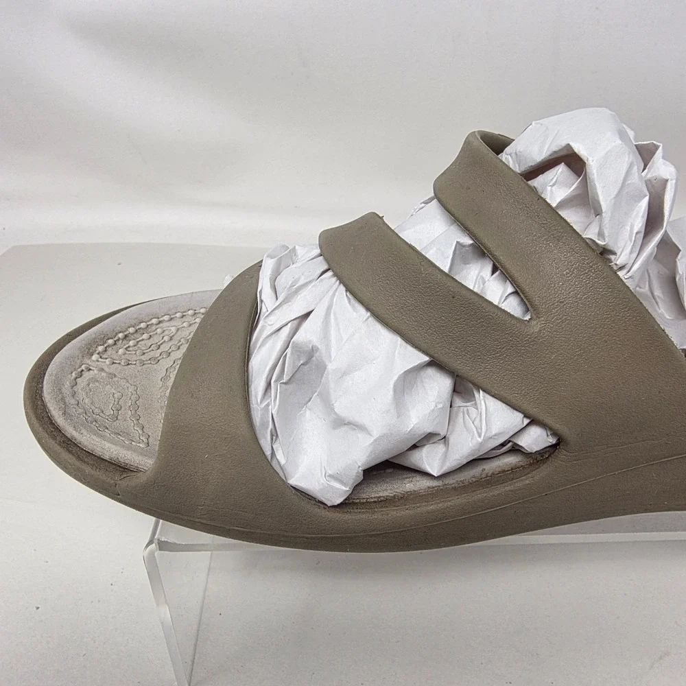 Crocs Patricia Wedge Sandals Womens 11 Khaki Taupe Good Condition Slide Shoes